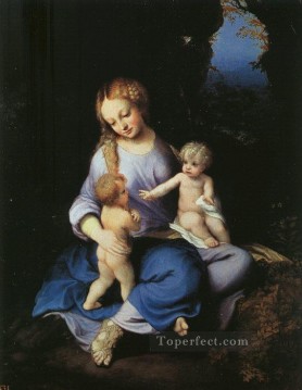 聖母子と若き聖ヨハネ ルネッサンスのマニエリスム アントニオ・ダ・コレッジョ Oil Paintings